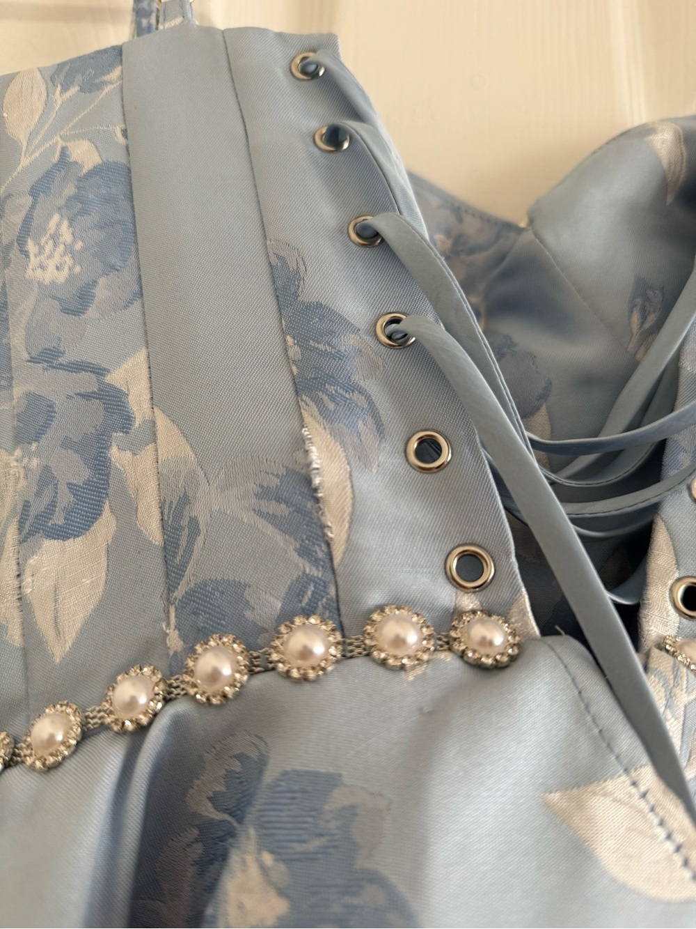 V. Chapman Luciana Tiered Mini Dress Chambray Blue Baroque NEW with tags - Picture 6 of 12